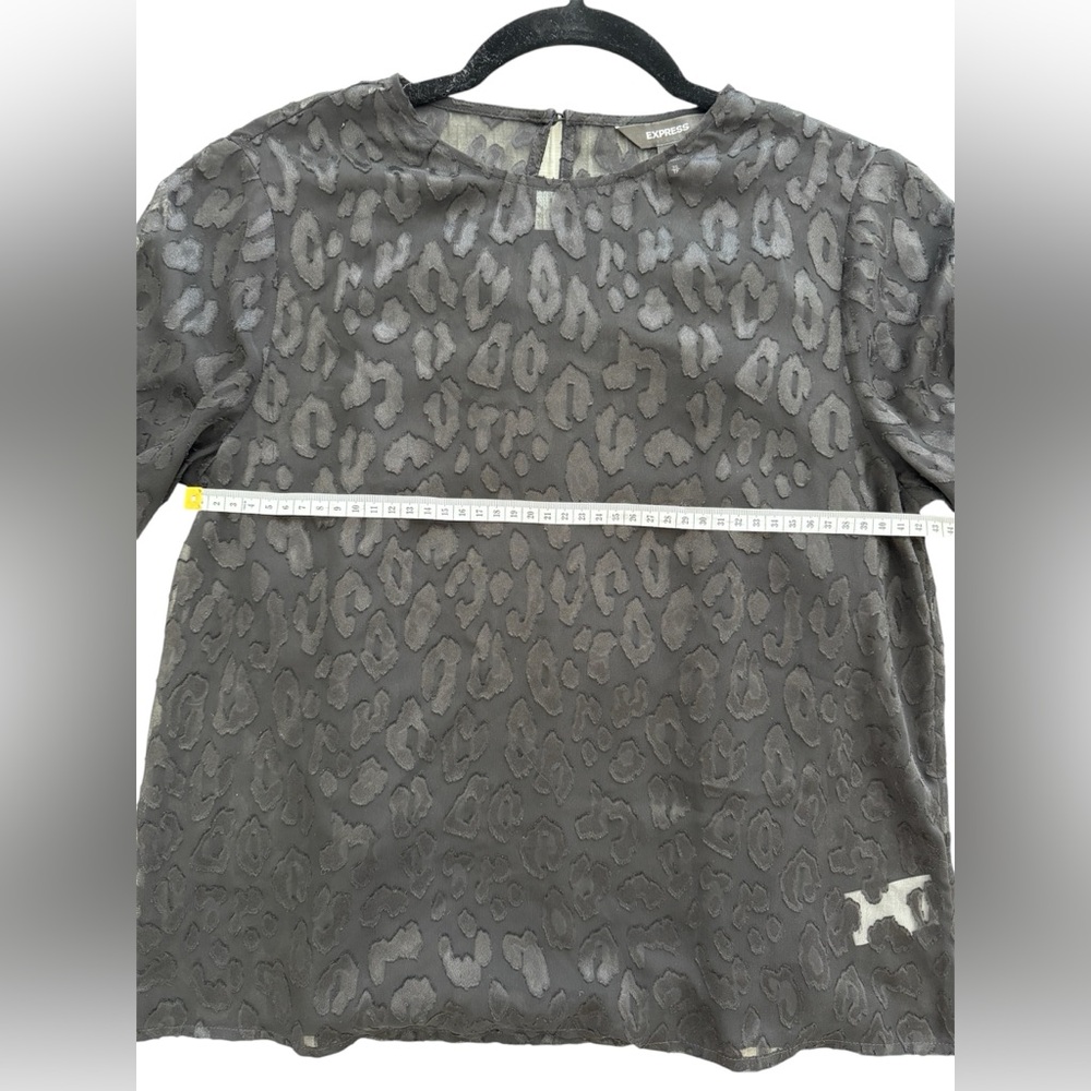 Express Black Sheer Leopard-Texture Long Sleeve B… - image 9